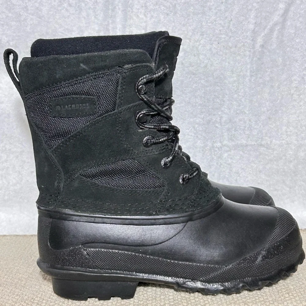 Lacrosse Kids Black PineTop Leather/Nylon Upper Lace Winter Snow Boots SZ US 2